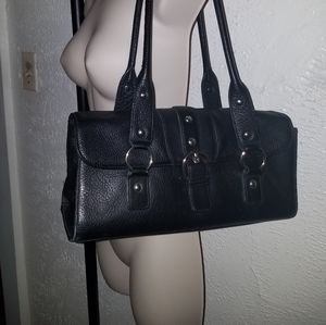 Kate Landry Black Leather Shoulder Bag